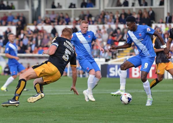Rakish Bingham in action for Hartlepool United against Cambridge United. Picture by FRANK REID