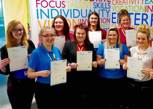 The students from Apollo Studio Academy in Peterlee with their diplomas.