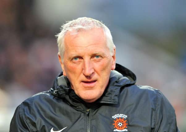 Hartlepool United manager Ronnie Moore during their 1-0 home win over Newport County. Picture by FRANK REID