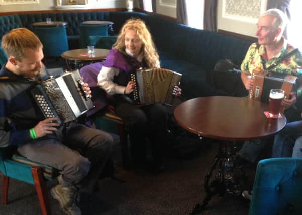 One of the music workshops underway in the Duke of Cleveland during the Hartlepool Folk Festival.