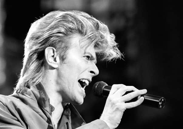 Rock Superstar David Bowie during his sell-out concert at Wemblety Stadium.