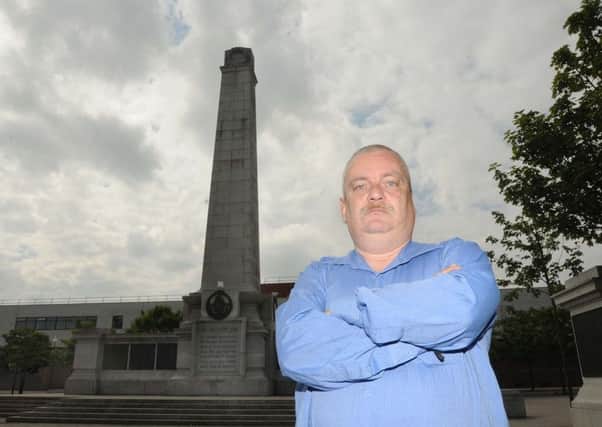 Martin Sharp pictured at Hartlepool War Memorial.