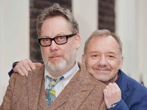 Vic Reeves, left, and Bob Mortimer at a photocall prior to the start of their forthcoming UK tour.