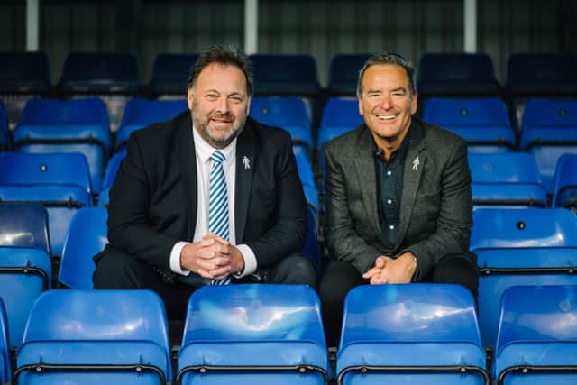 Jeff Stelling, right, and Hartlepool United chief executive Russ Green, left, are both set to walk from Victoria Park to Wembley.