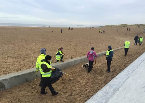 Volunteers during the beach clean at Seaton Carew