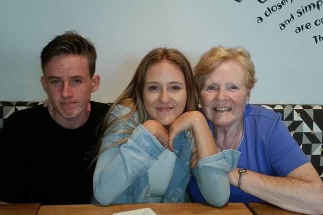 Fran in Australia with her grandchildren Joseph, 17, and Jessica, 14