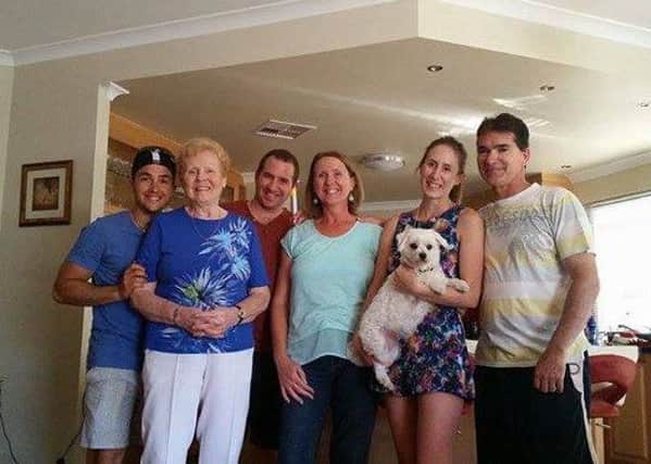 Fran, second left, next to grandson Michael, daughter Karen Brabham, granddaughter Amy and son-in-law Neale Brabham