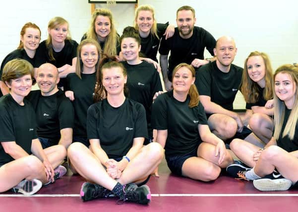 Fitness Instructor Roz Charlton (front centre) with Stranton Academy staff as start their training to complete in a Tough Mudder 2016 challenge in memory of a ex pupil Daniel Sullivan.