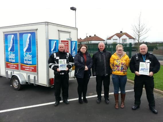 (Left to right) Hartlepool Council Civil Enforcement Officer Steve Forster, Housing Apprentice Kate Hunter, Housing Standards Officer Paul Remington, Kate Ainger, Project Officer in the Community Safety and Engagement Team, and Civil Enforcement Officer Glen Ford were among those taking part in the Jesmond Ward day of action.