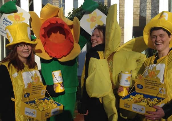 Fundraisers collecting for the Great daffodil Appeal.