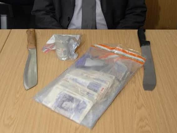 Cash, drugs and machetes found in a raid on a house in Hartlepool on Monday, February 8, 2016.
