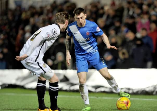 Nathan Thomas on the attack against Notts County: Picture by FRANK REID