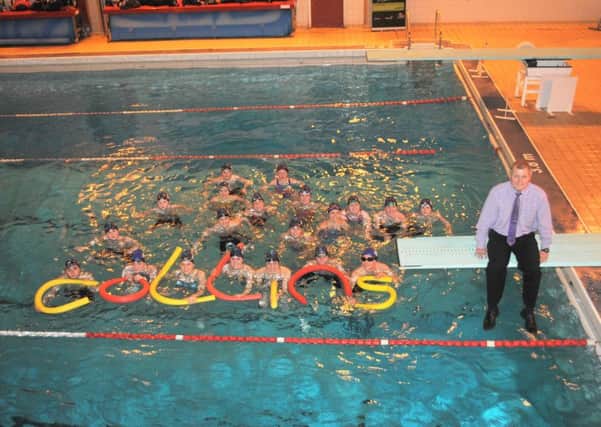 Richard Collins with members of Hartlepool Swimming Club.