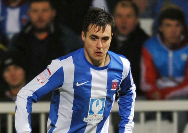 Evan Horwood in action for Hartlepool.