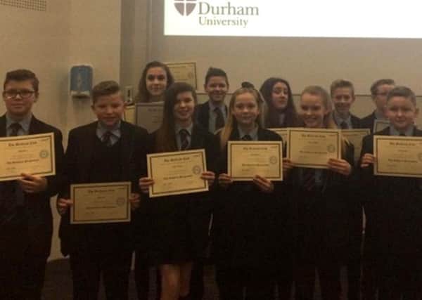 Dyke House Sports and Technology College Year 7 and 8 students at the graduation ceremony at Durham University.