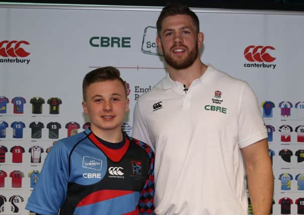 Aidan Jackson-Smith with Bath rugby player and project ambassador Dave Attwood.