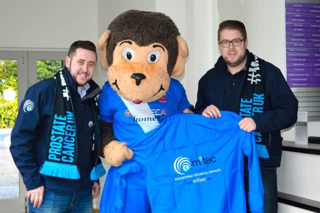 Engineering firm M5Tec of Castle Eden have given H'Angus a waterproof jacket for his walk.