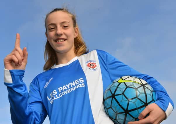 Brooke Newton has been earmarked as a star of the future after being selected for the male football team at her school.