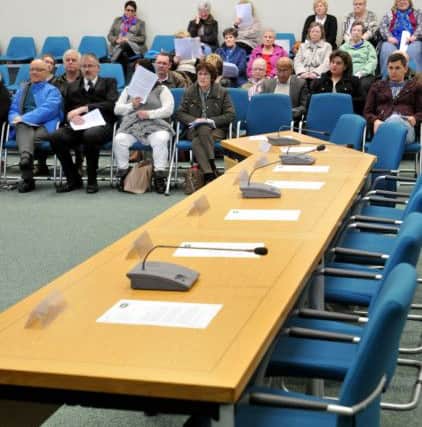 Empty seating at the Fertility closure meeting held in the Civic Centre, Hartlepool Picture by FRANK REID