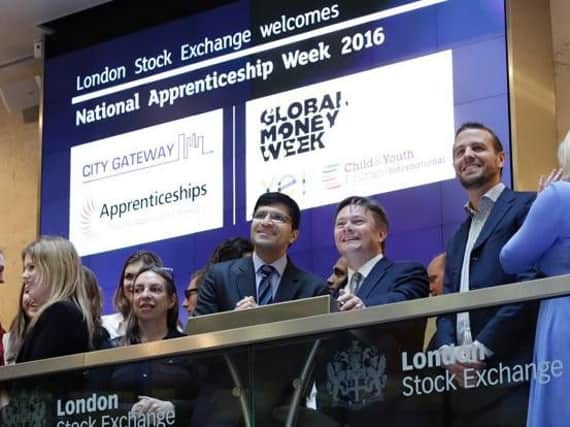 Iain Wright MP opens trading at the London Stock Exchange to mark National Apprenticeship Week.