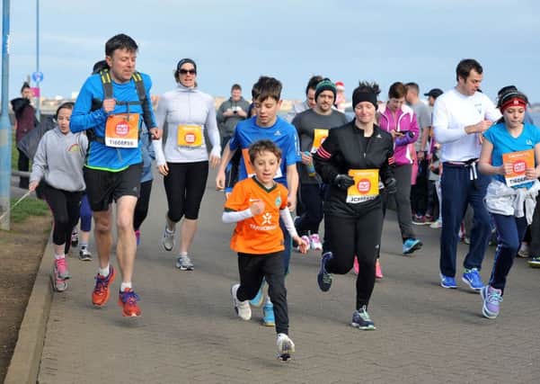 Runners taking part in the Sport Relief event at Seaton Carew on Sunday.