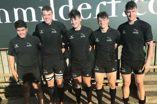 Some of the students who are training with the Newcastle Falcons U18s Academy.