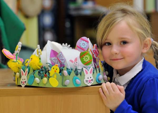 Willow Goddard from Eldon Grove Academy with her easter bonnet. Picture by FRANK REID