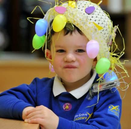 Davis Horwood from Eldon Grove Academy with his easter bonnet  Picture by FRANK REID