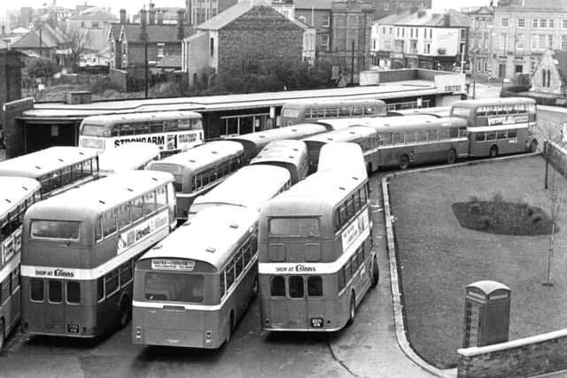 Hartlepool buses in Clarence Road in the 1970s.