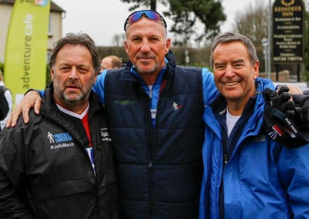 From left, Russ Green and Sir Ian Botham with Jeff Stelling. Pic: Damon Campon.