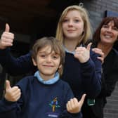 Hope Wood Academy pupils Kayleigh Maddison and Joshua Newton with headteacher Carolyn Barker.