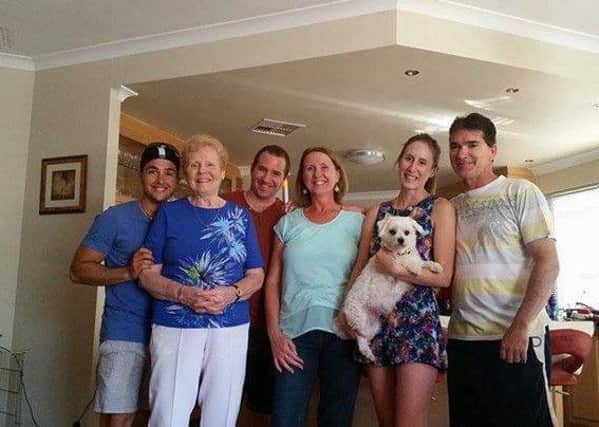 Fran, second left, next to grandson Michael, daughter Karen Brabham, granddaughter Amy and son-in-law Neale Brabham