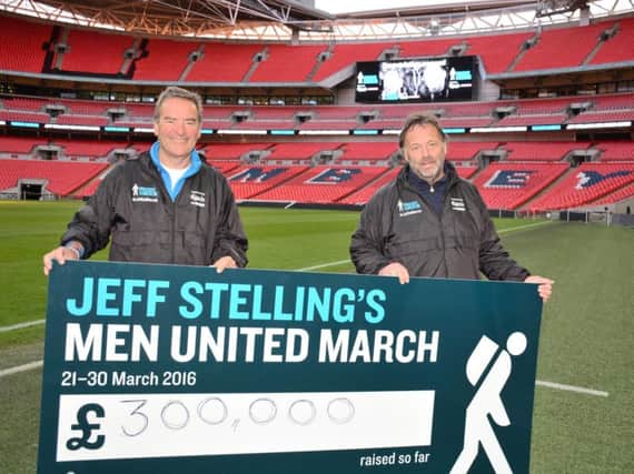 Jeff Stelling and Russ Green at Wembley Stadium.