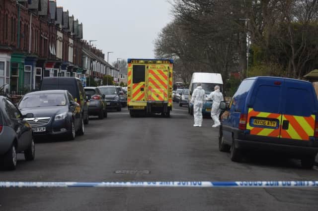 Forensic team in Westbourne Road, Hartlepool, on Sunday morning.
