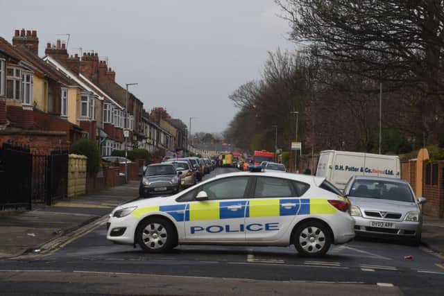 Police, fire and ambulance crews iattend an incident in Westbourne Road, Hartlepool, on Sunady.
