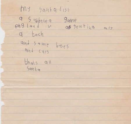 The letter to Santa from Paul Trench was found by his brother Ray.