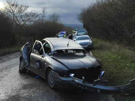 The scene of a crash on the A181. Pic: Durham RPU