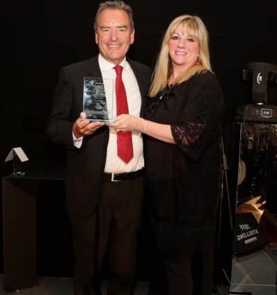 Award winner Jeff Stelling with Joy Yates, Editorial Director of Johnston North East during the Best of Hartlepool Awards at the Hardwick Hall Hotel in Sedgefield Picture: DAVID WOOD