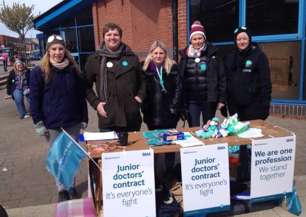 Junior doctors in Hartlepool town centre canvassing for support. From left; Alicia Tomkinson, James Dundas, Elizabeth Campy, Leonie Fitzgerald and Claire Millins