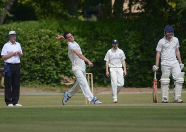 Callum Prosser bowling for Hartlepool . Picture by Joe Spence