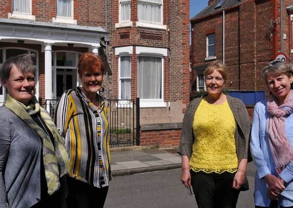 (left to right) Liz Carroll, Chris Gallagher, Margaret Laycock and Gillian Barratclough outside of Clifton House, Clifton Avenue, Hartlepool. Picture by FRANK REID