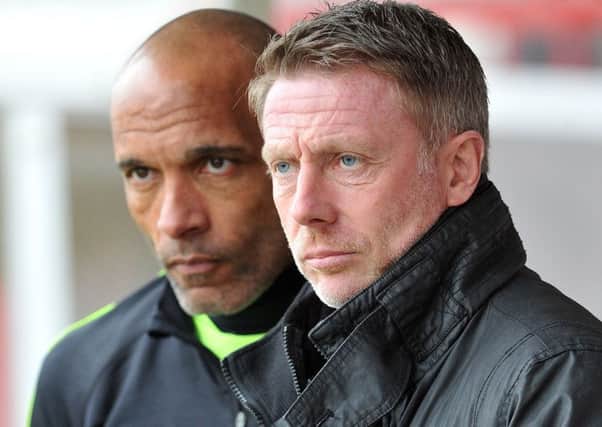 Craig Hignett (right) with Hartlepool United first-team coach, and ex-Boro defender, Curtis F;eming