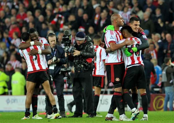 Sunderland's players celebrate survival. Picture by Frank Reid