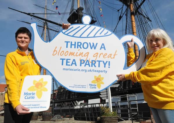 Lisa Wild (left) community Marie Curie fundraiser and Clare Richmond Marie Curie volunteer, launch the Tea Party. Photograph by FRANK REID