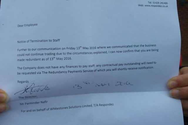 The letter given to Respondez staff today