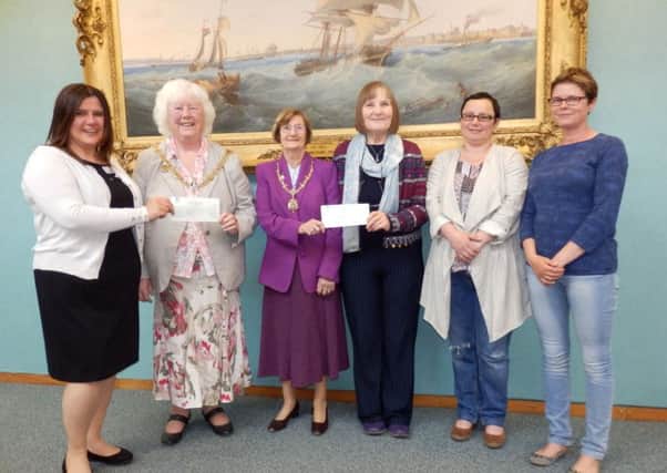From left, Louise Simonian of Diabetes UK, the Mayor of Hartlepool Mary Fleet, the Mayoress of Hartlepool Sheila Griffin along with Pat Allison, Ewelina Bartram and Julie Carter of Hartlepool Special Needs Support Group