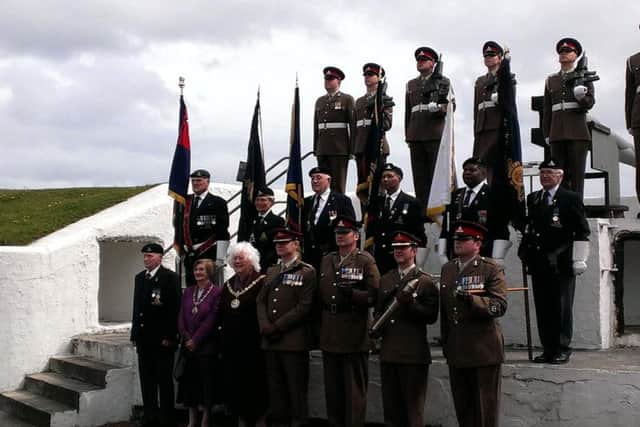 Hartlepool mayor Mary Fleet (third from left) with members of 5 Regiment Royal Artillery and Royal Artillery Association branches at the Heugh Gun Battery parade
