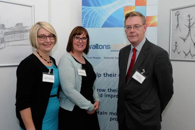 Waltons Clark Whitehill managing director Heather ODriscoll, left, with Pensions Manager Shirley Lamb, and Stephen Rowntree of The Pensions Regulator.