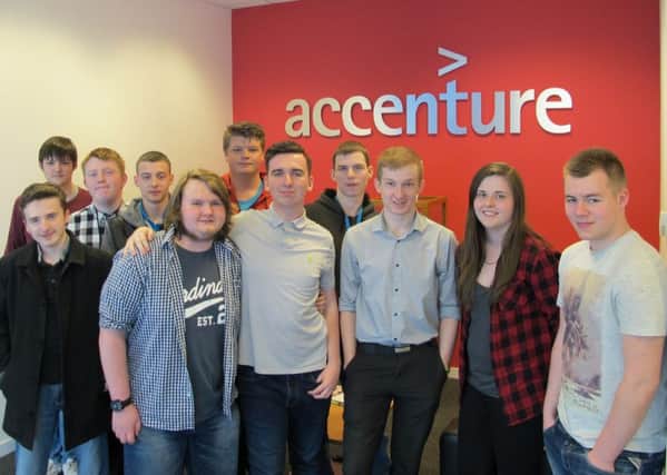 East Durham College IT and PJEA students who took part in Accenture work experience.