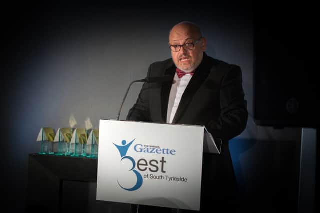 Ray Spencer MBE speaks during the Shields Gazette's Best of South Tyneside Awards at the Quality Hotel in Boldon Picture: DAVID WOOD